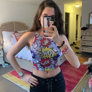 Fun Cartoon Print Crop Top